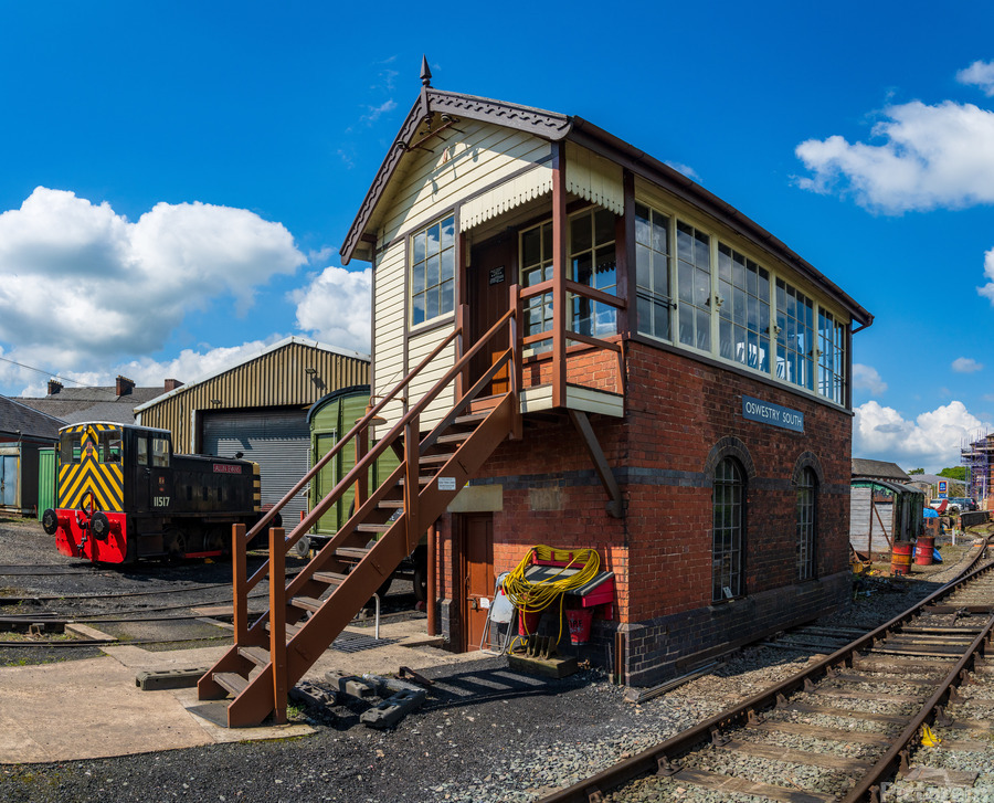 Oswestry South railway signal control box in Shropshire  Print
