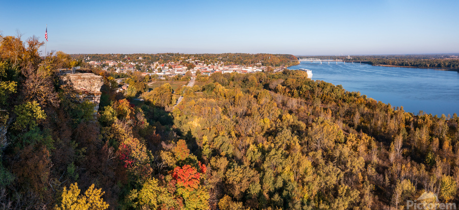 Lovers Leap overlook in Hannibal Missouri with townscape  Print