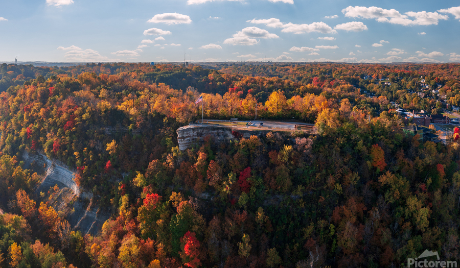 Lovers Leap overlook in Hannibal Missouri in fall colors  Print
