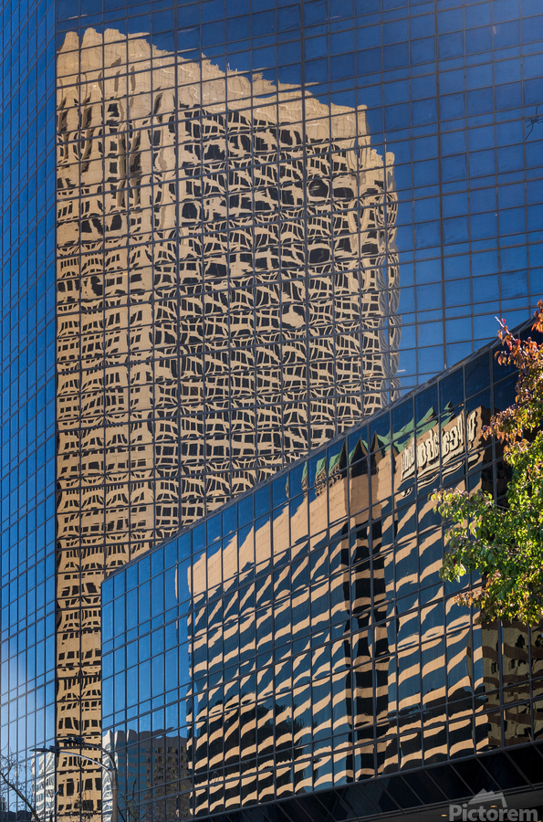 Complex reflections of a modern skyscrapers in St Louis office b  Print