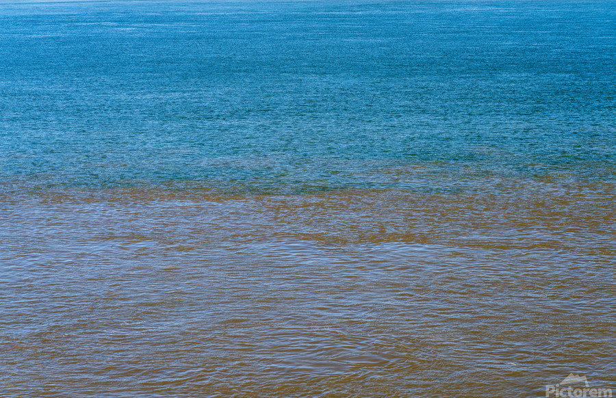 Blue clear water from Ohio river meets brown muddy Mississippi  Print