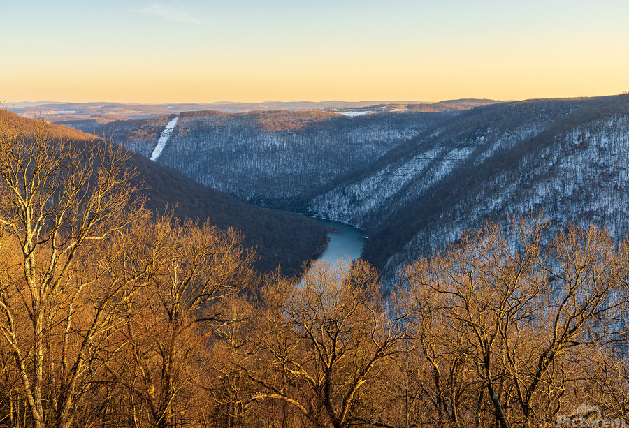 Cheat River Canyon at Coopers Rock on winter afternoon  Print