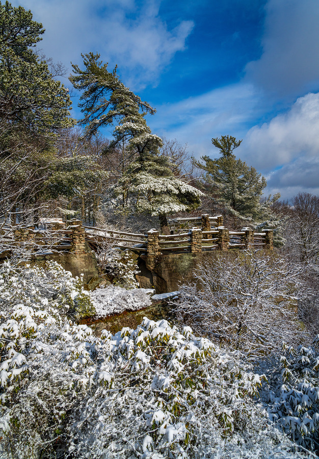 Coopers Rock overlook covered in winter snow near Morgantown  Print