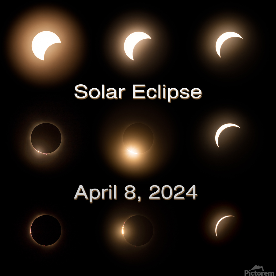 Composite of the stages of 2024 solar eclipse  Print