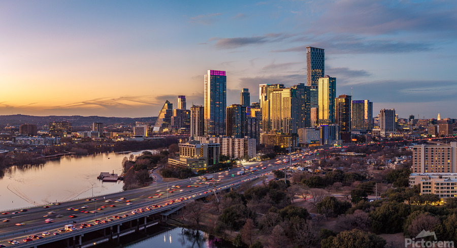 Dusk downtown skyline of Austin Texas 2026  Print