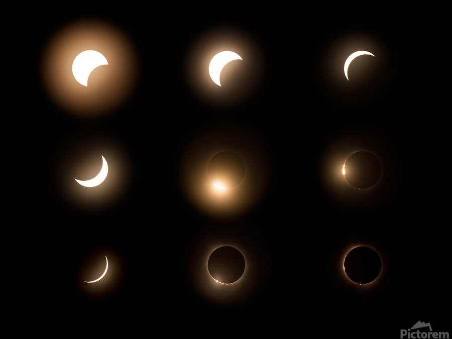 Composite of the stages of 2024 solar eclipse  Print