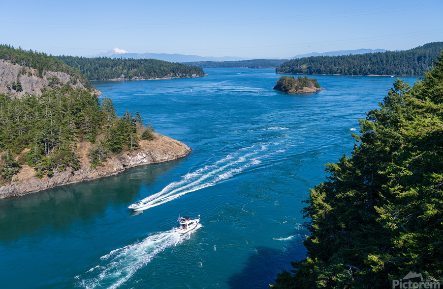 Turbulent water of Deception Pass in the Whidbey Island state pa  Print