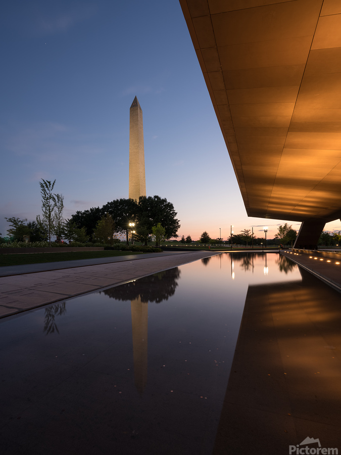 Reflection of Washington in reflecting pool at sunset  Print