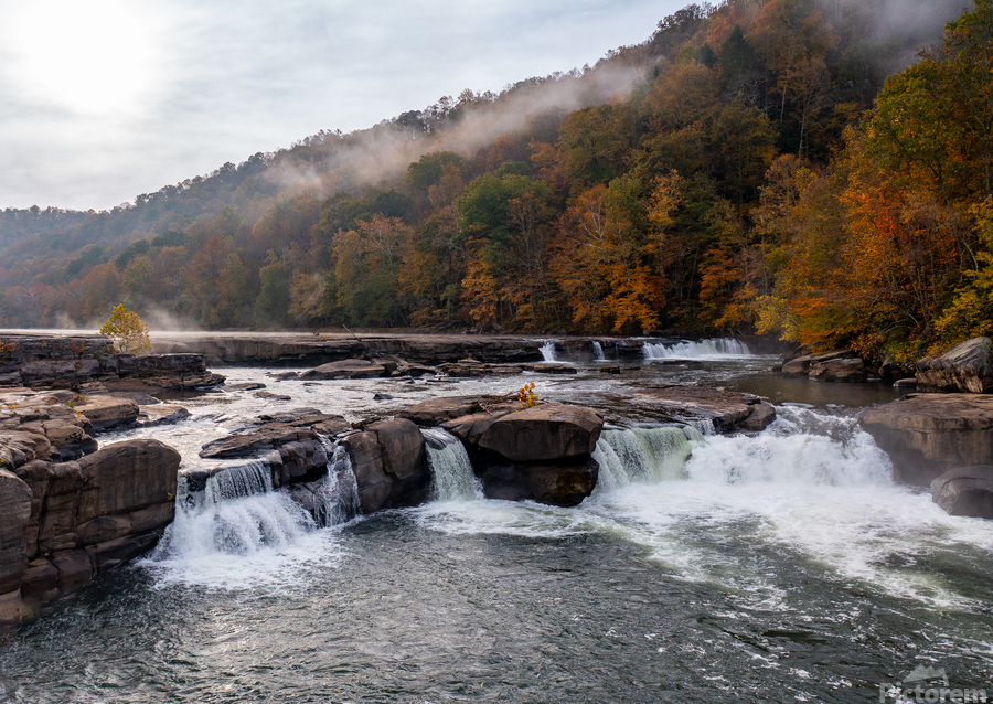 Cascades of the Valley Falls on a misty fall day  Print