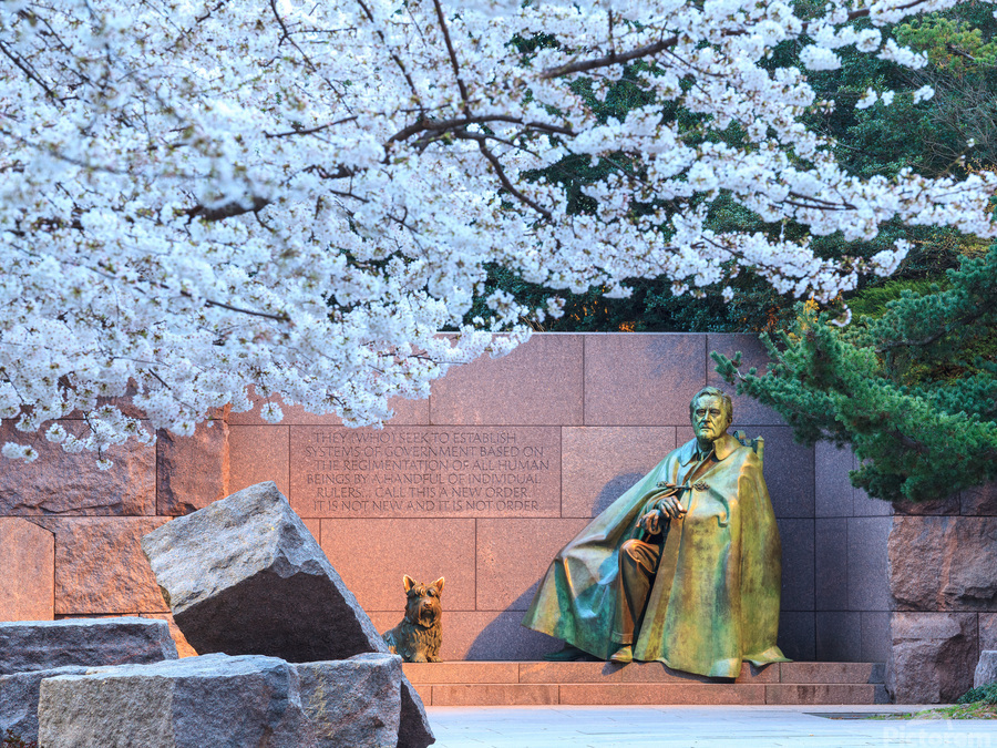 Cherry blossoms and Washington FDR monument  Imprimer