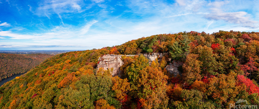 Coopers Rock state park overlook panorama with fall colors  Print