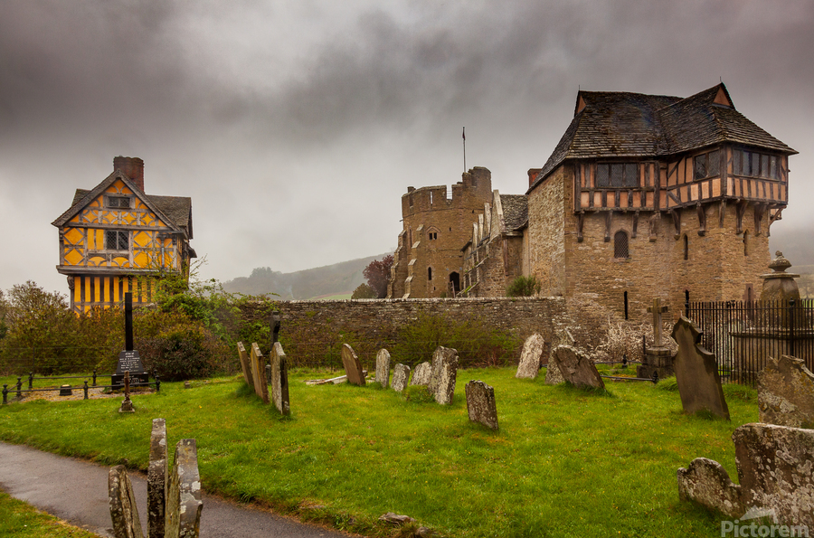 Graveyard by Stokesay castle in Shropshire  Print