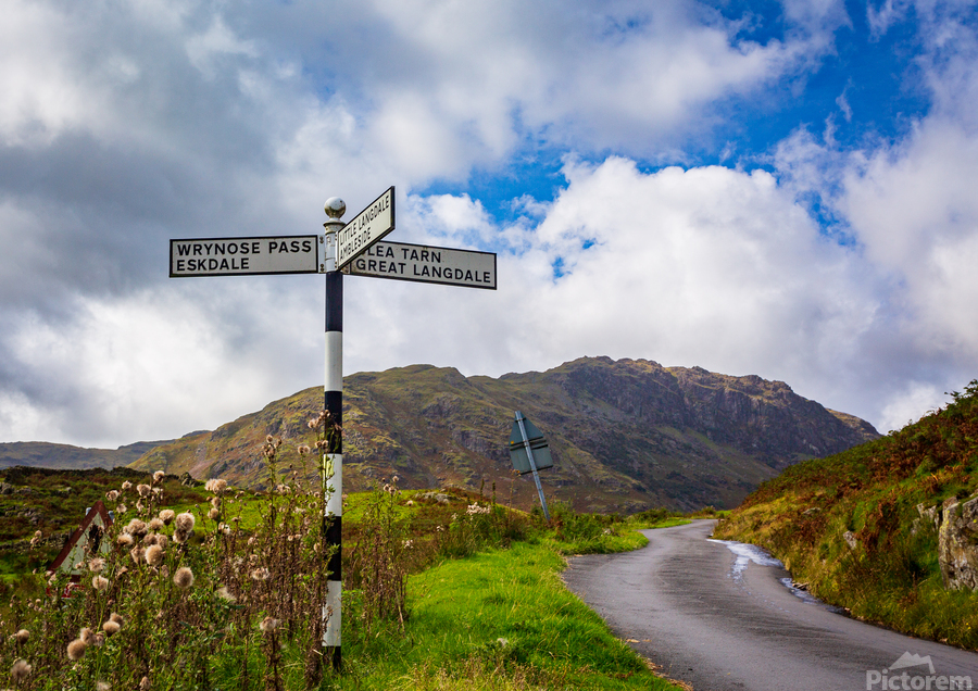 Langdale sign in english lake district  Print
