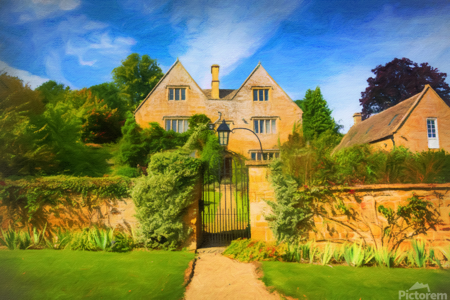 Pastel cotswold stone house in Ilmington  Print