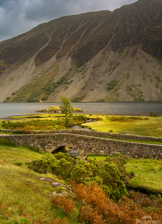 Stone bridge over river by Wastwater  Print