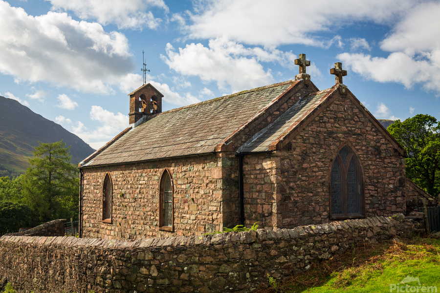 Old stone church in Buttermere Village  Print
