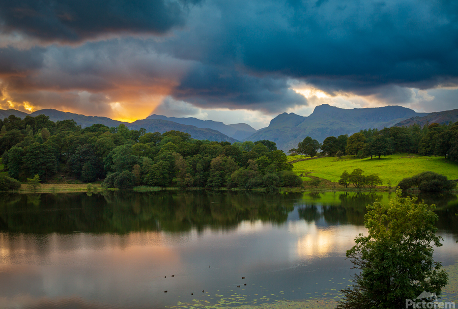 Sunset at Loughrigg Tarn in Lake District  Print