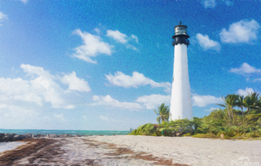 Painting of Cape Florida lighthouse  Print