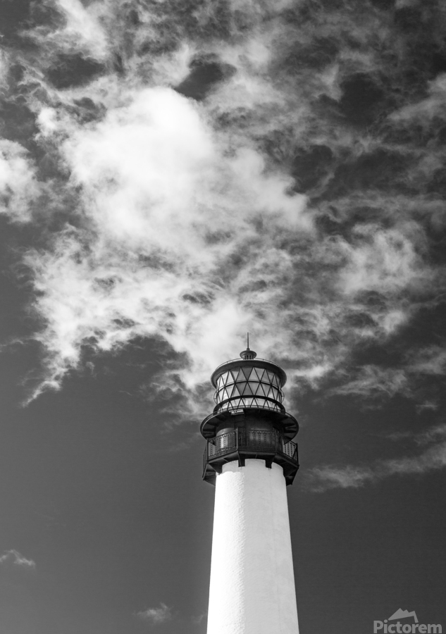 Monochrome Cape Florida lighthouse in Bill Baggs  Print