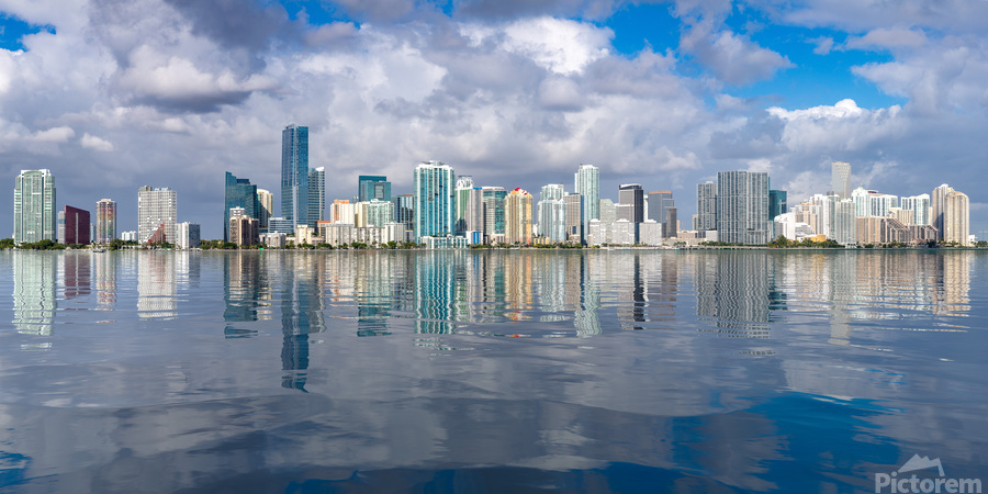 View of Miami Skyline with artificial reflection  Imprimer