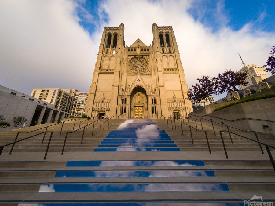 Entrance steps up to Grace Catholic Cathedral  Print