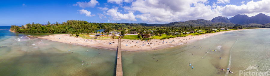 Hanalei bay and beach on Kauai in Hawaii  Print