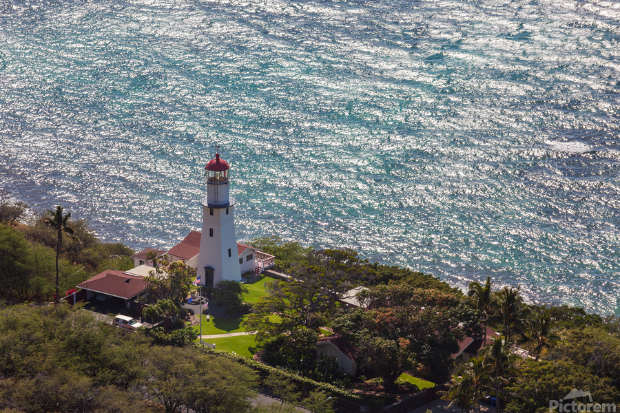 Lighthouse on coast of Waikiki in Hawaii  Print