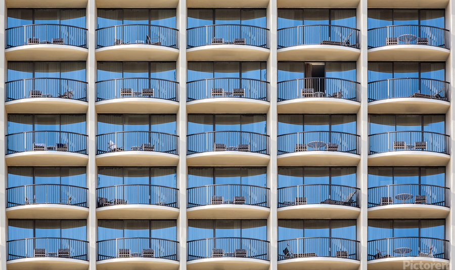 Pattern of hotel room balconies   Print