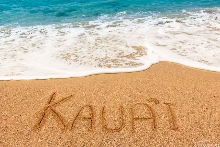 Kauai written in sandy beach  Imprimer