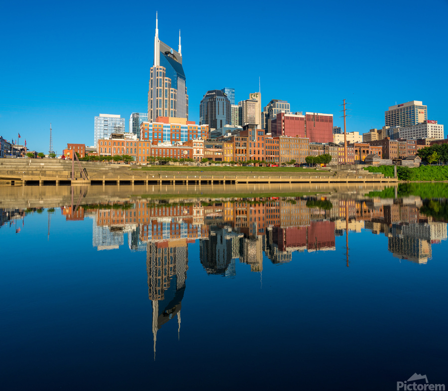 Skyline of Nashville in Tennessee with Cumberland River  Imprimer