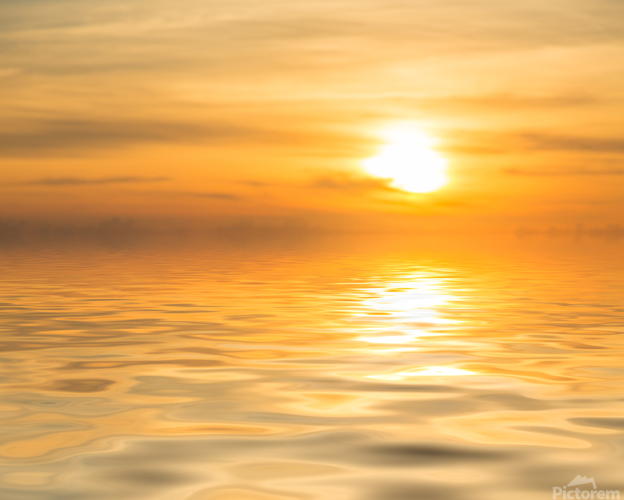 Sunset over calm ocean or sea  Print