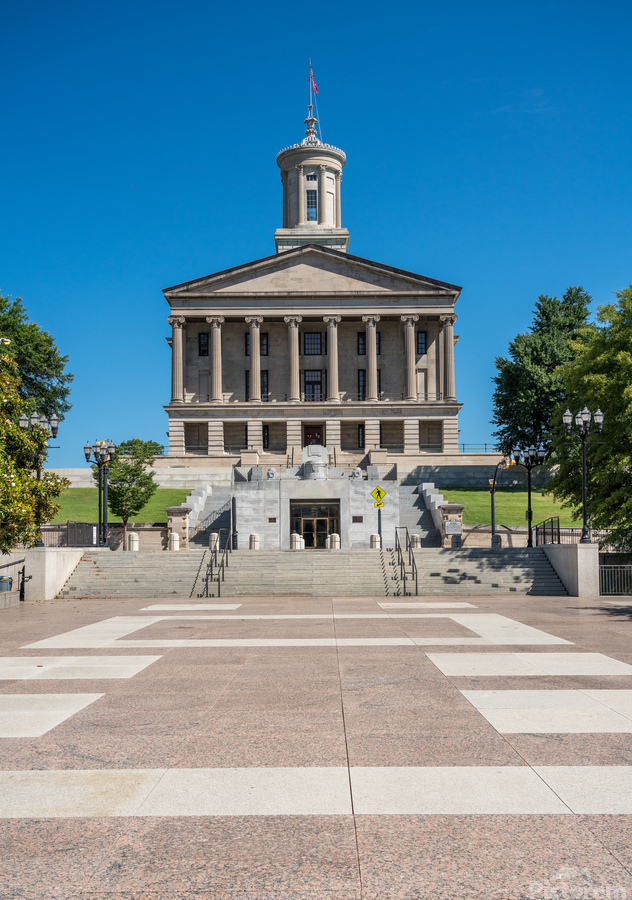 Steps leading to the State Capitol building in Nashville Tennessee  Print