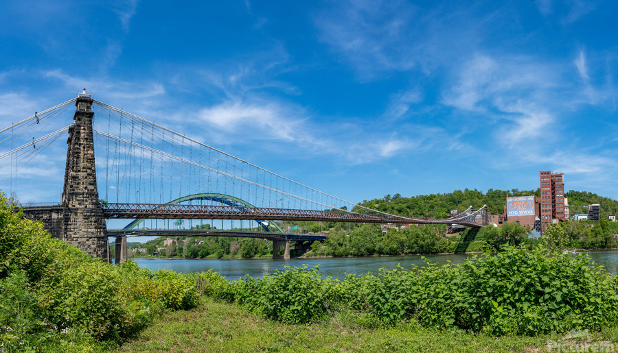 Suspension bridge over the Ohio river in Wheeling  Print