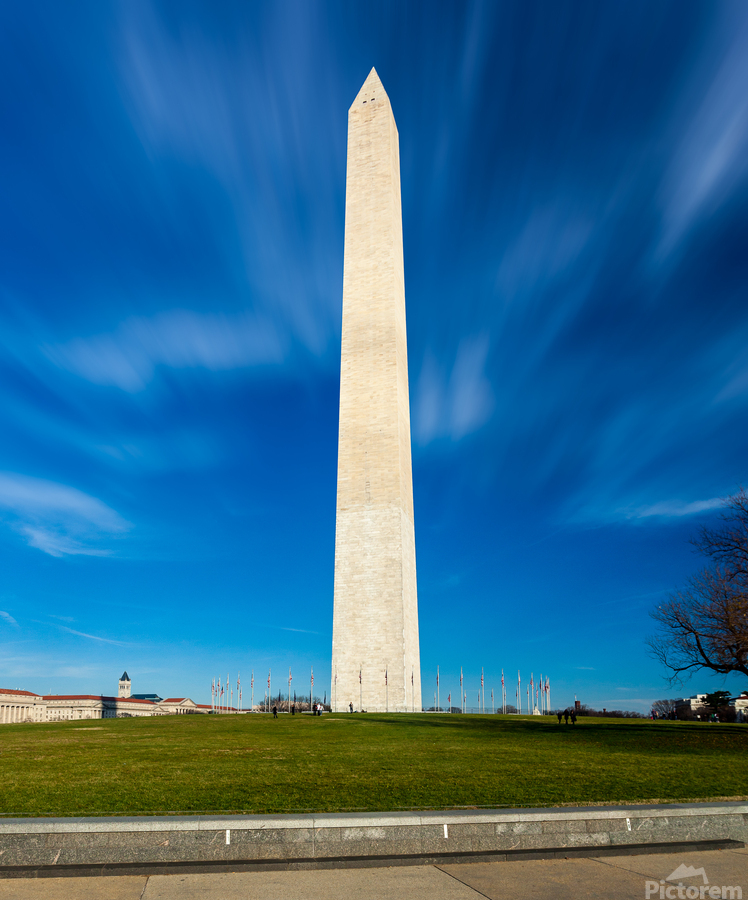 Wide angle view of Washington Monument  Print