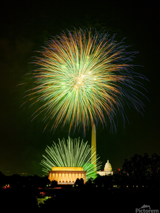 Fireworks over Washington DC on July 4th  Print