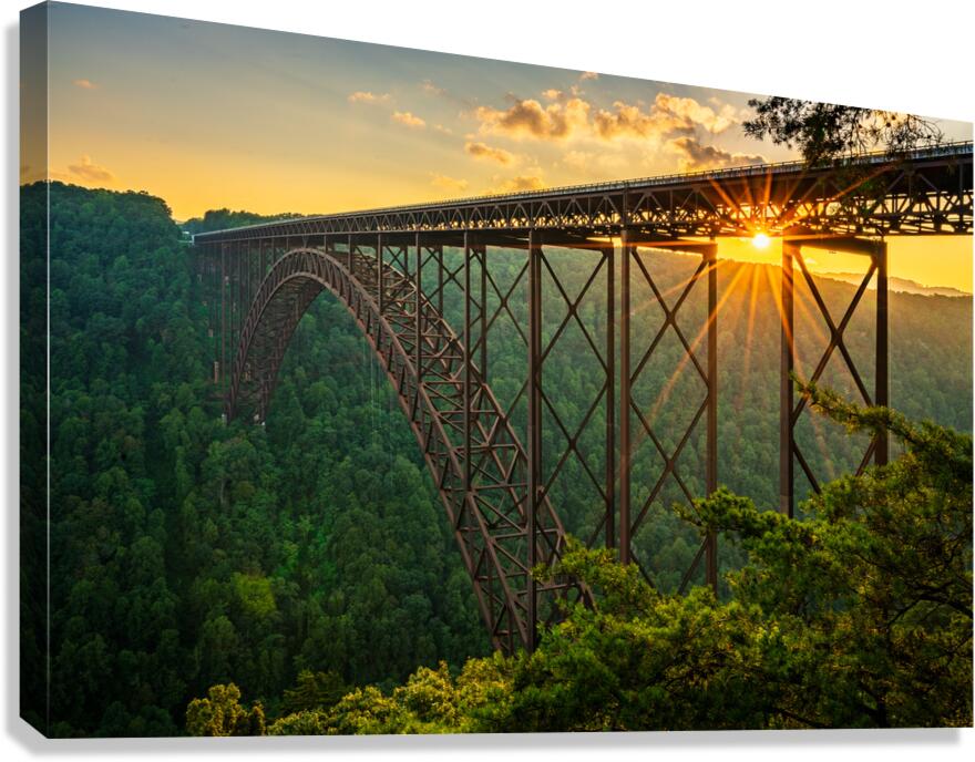 Sunset at the New River Gorge Bridge in West Virginia  Canvas Print