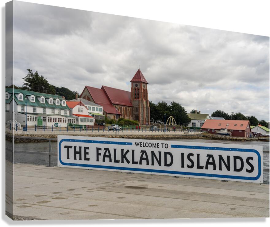 Welcome to Falklands sign in Stanley Falkland Islands  Canvas Print