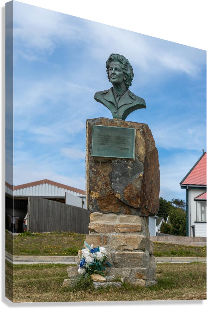 Memorial to Margaret Thatcher in Stanley in the Falkland Islands  Canvas Print