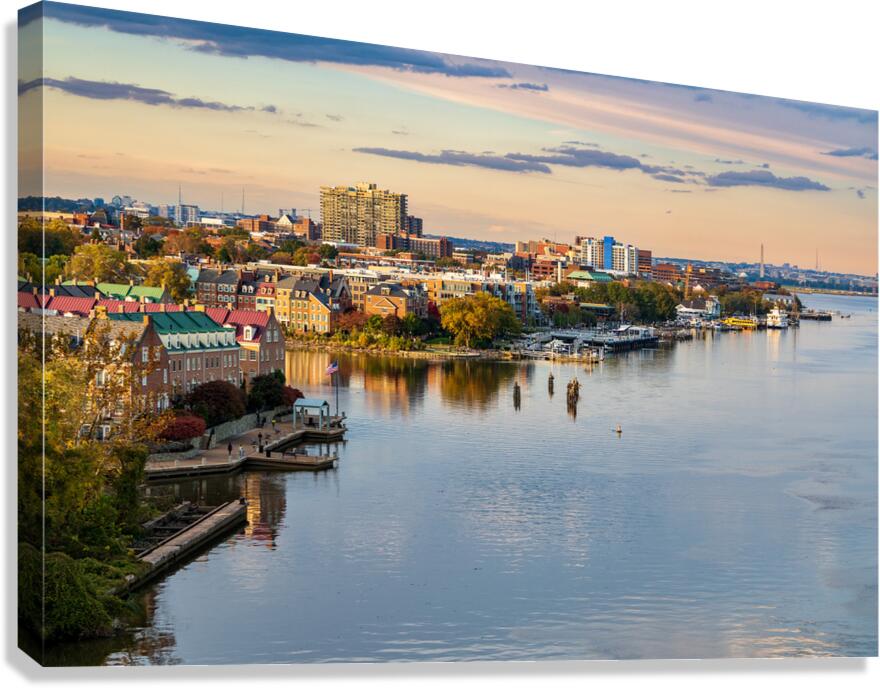 Waterfront of city of Alexandria in Virginia at sunset Canvas Print