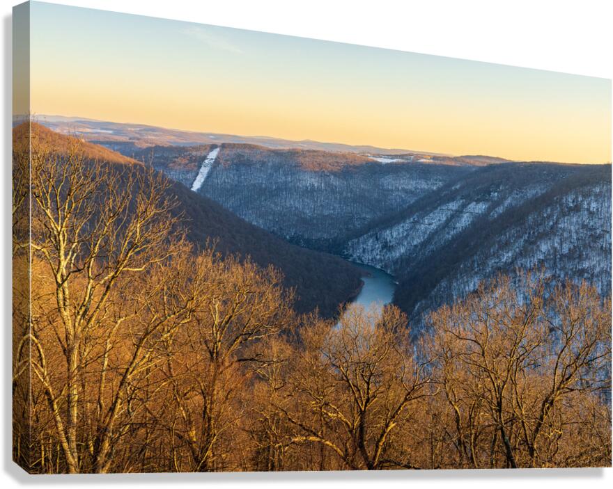 Cheat River Canyon at Coopers Rock on winter afternoon  Canvas Print