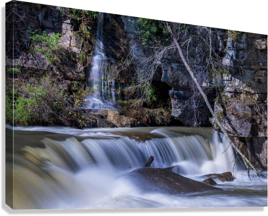 Small waterfall by Valley Falls on a bright spring morning  Canvas Print