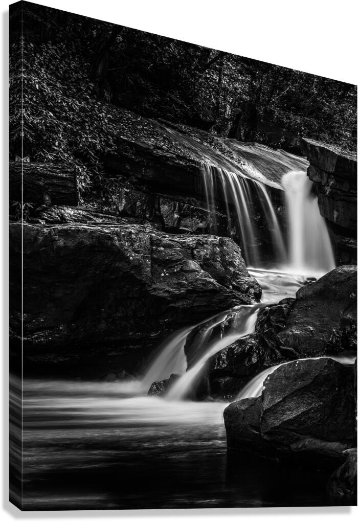 Black and White Waterfall on Deckers Creek  Canvas Print