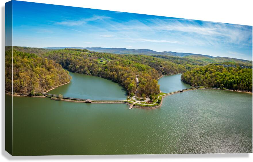 Aerial panorama of Cheat Lake Park near Morgantown WV  Canvas Print