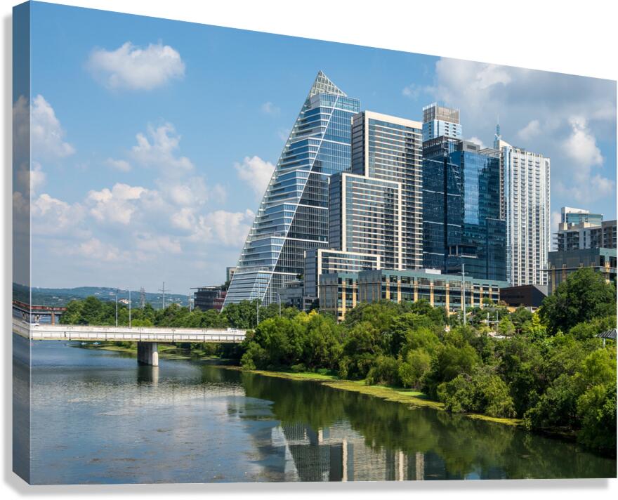 Cityscape of apartments in Austin Texas across Lady Bird Lake Canvas Print