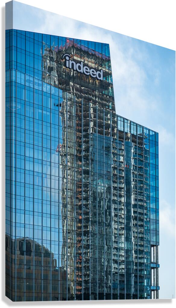 Reflections of other towers in Indeed HQ building in Austin TX Canvas Print