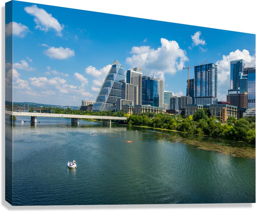 Office Towers View - Austin cityscape across Lady Bird Lake Canvas Print