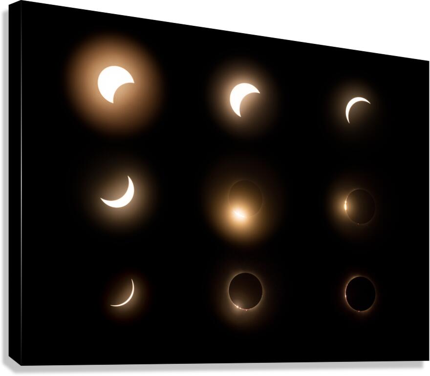 Composite of the stages of 2024 solar eclipse Canvas Print