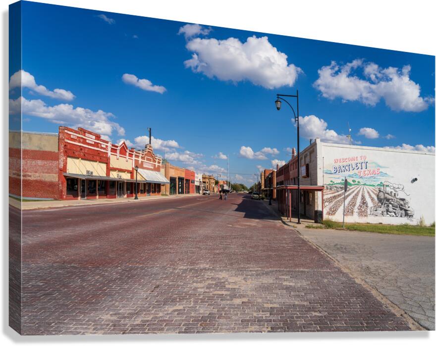 Street mural in once bustling railroad town of Bartlett in Texas Canvas Print