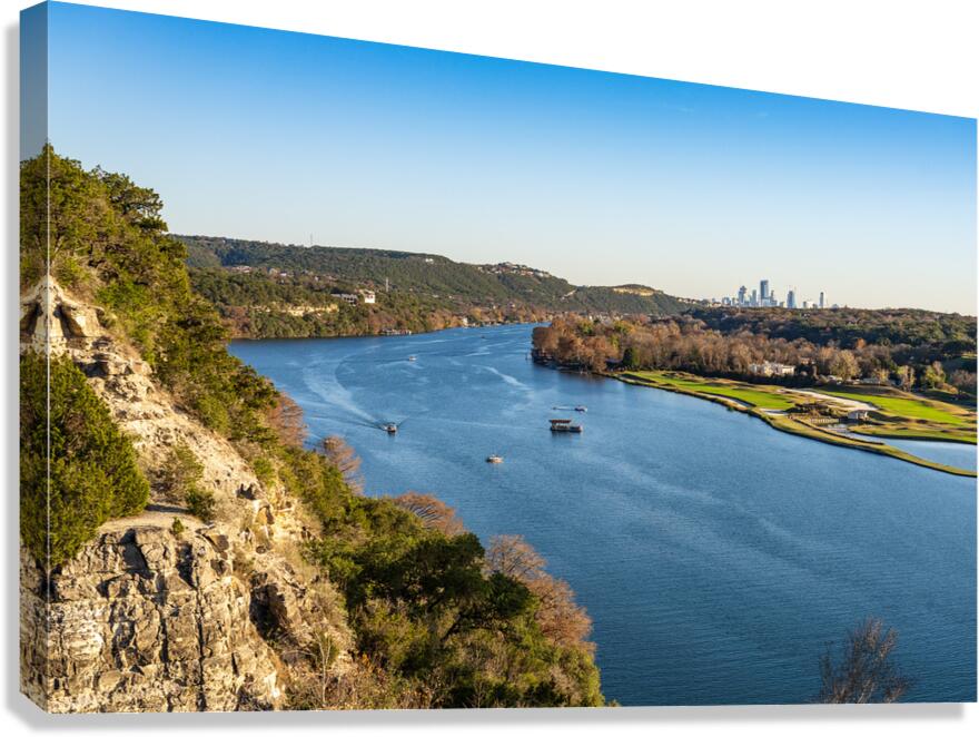 Colorado river and downtown Austin Texas from Pennybacker bridge Canvas Print