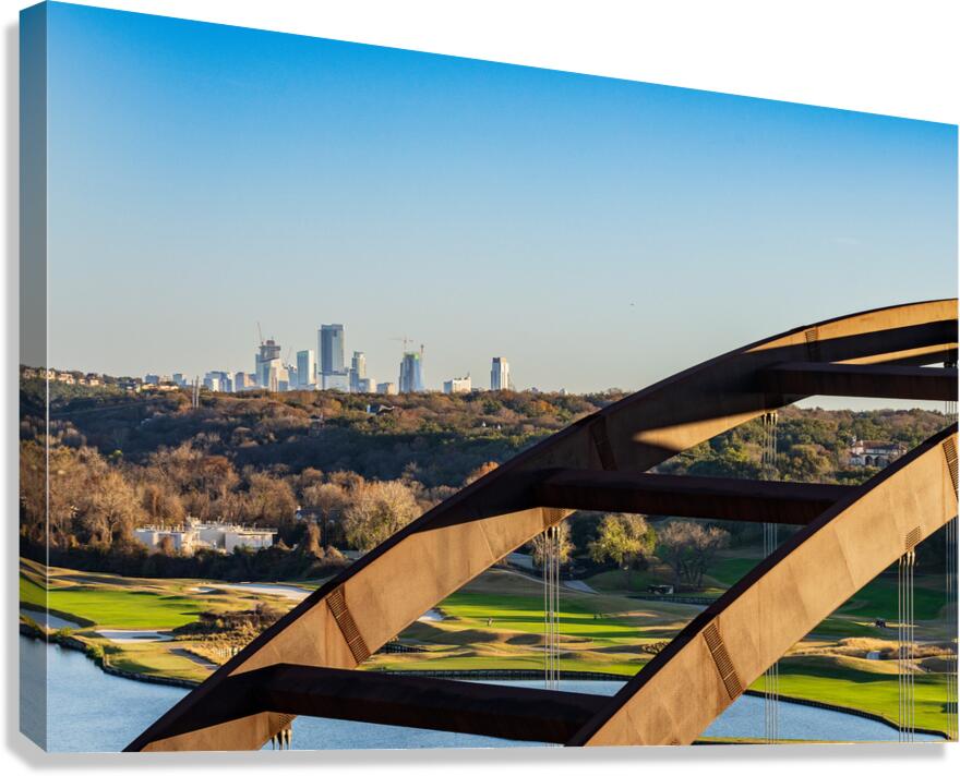 Colorado river and Pennybacker bridge from overlook in Austin Te Canvas Print